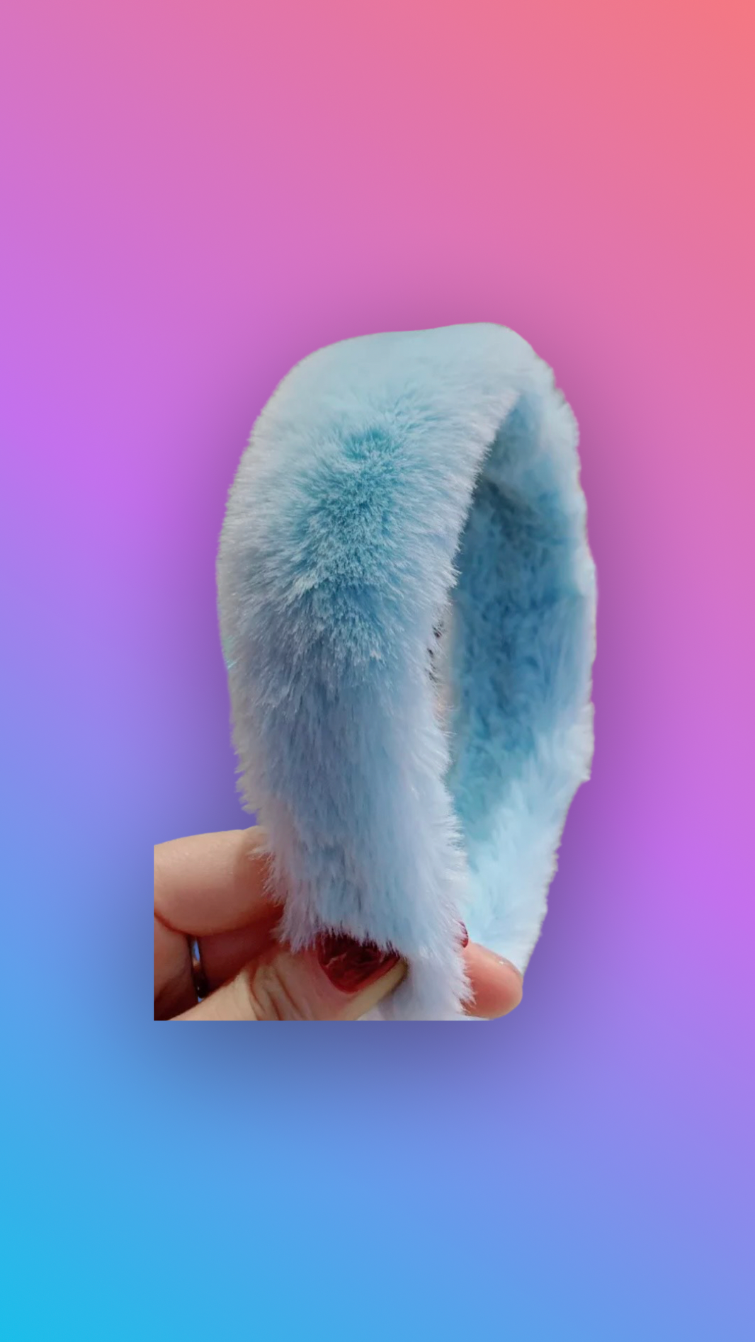 Light Blue Fur Headband